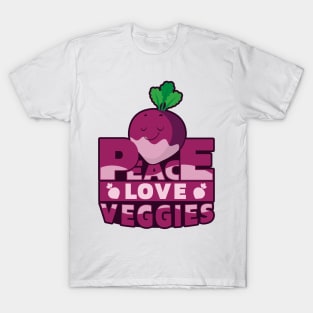 'Peace Love Veggies Vegan' Cool Hippie Peace Retro Gift T-Shirt